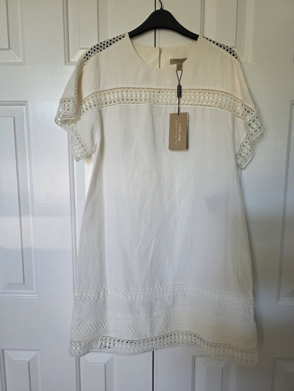 Burburry Ivory Eyelet Shift Dress.